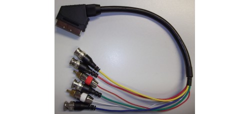 Male RGBS break-out SCART to 4 x BNC + 2 x RCA converter adapter cable Male RGBS break-out SCART to 4 x BNC + 2 x RCA converter adapter cable